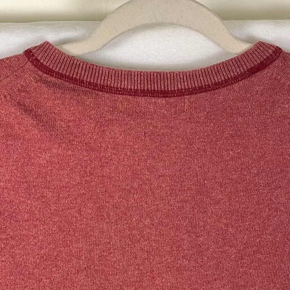 VTG Banana Republic XL Rust Burnt‎ Orange Cotton Cashmere V Neck Fall Sweater